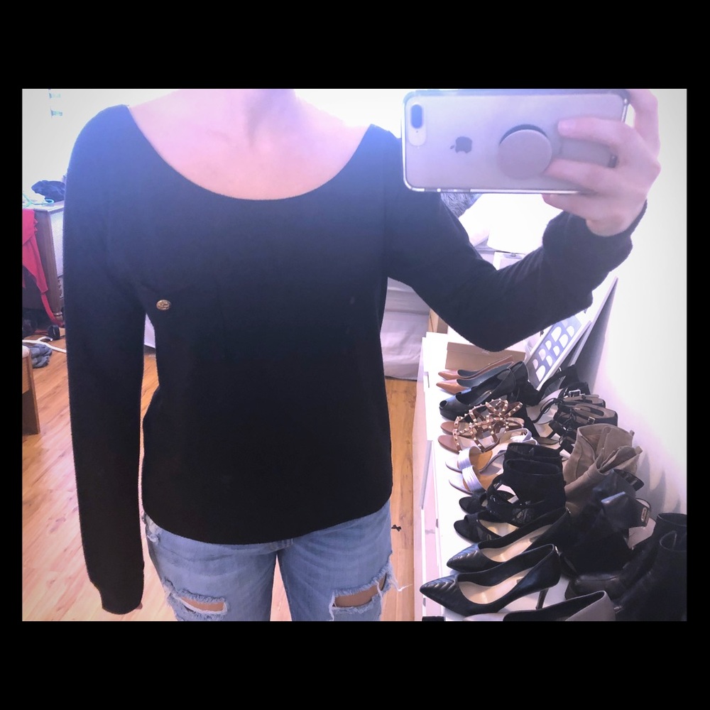 Myne Black Sweater w/ See-Through Back